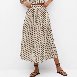 🆕MANGO Printed Cotton Skirt with dots